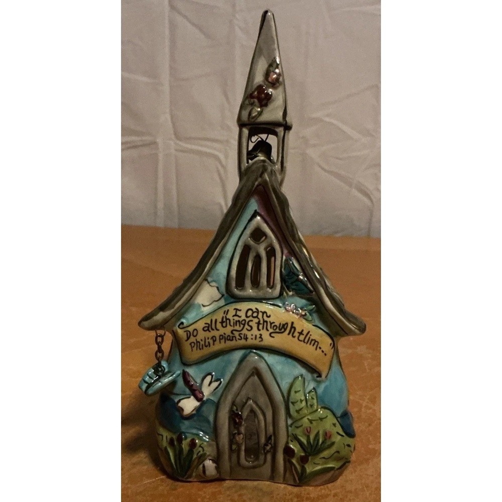 Blue Sky Heather Goldmine  Philippians 4:13‎ Tea Light Holder